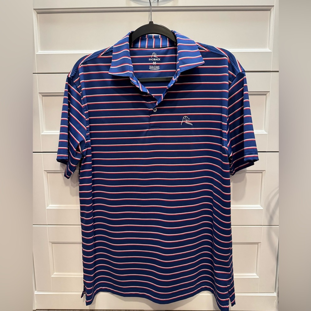 Rhoback The Old Glory Striped Men's Polo Shirt, Size Medium (Like New Condition)